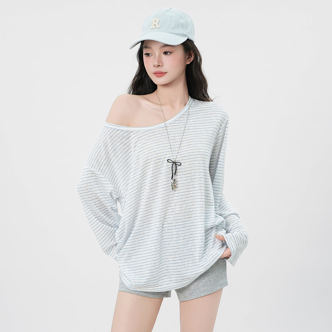 Kvinders afslappede langærmet t-shirt med asymmetrisk design Stilla