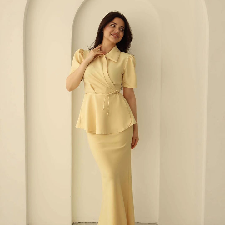 Dame-Peplum-Top og Maxiskørt-Sæt Stilla