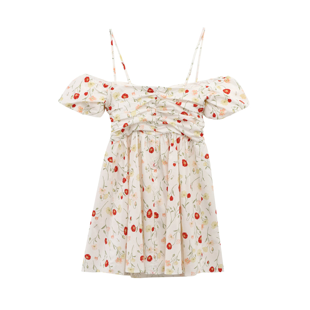 Femme Flowey Floral Print Mini Kjole med Puffærmer Stilla