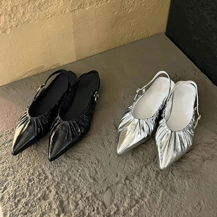 Dame elegante Slingback Ballerinas med flæseaccent Stilla