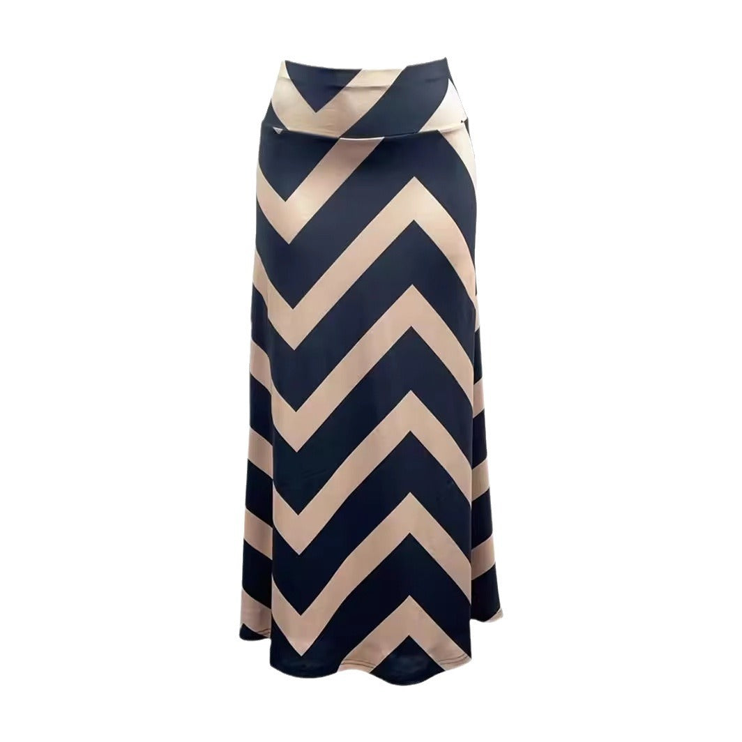 Dame Maxiskirt med trendy zigzag mønster Stilla