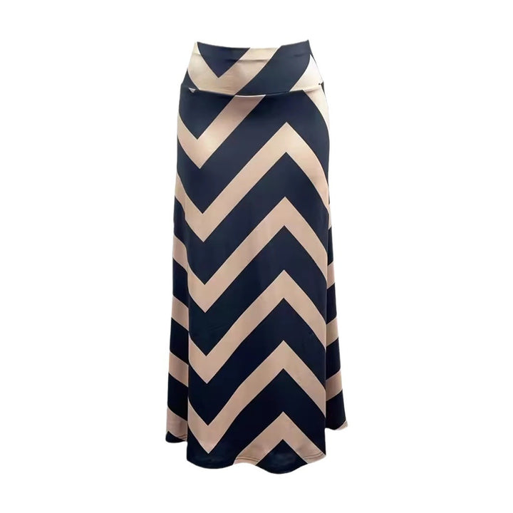 Dame Maxiskirt med trendy zigzag mønster Stilla