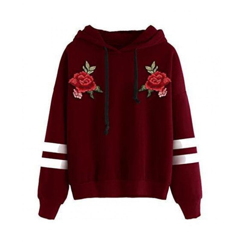 Kvinders sweatshirt med høj kvalitet ros broderi Stilla