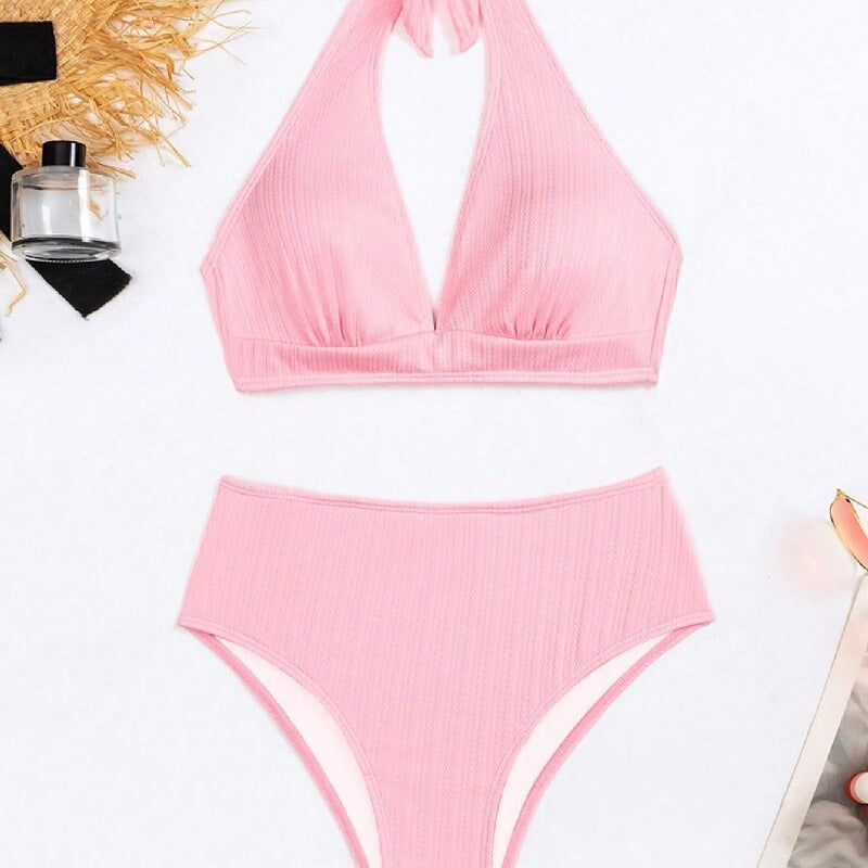 Dame Høj skåret Bikini med struktureret tekstur Stilla