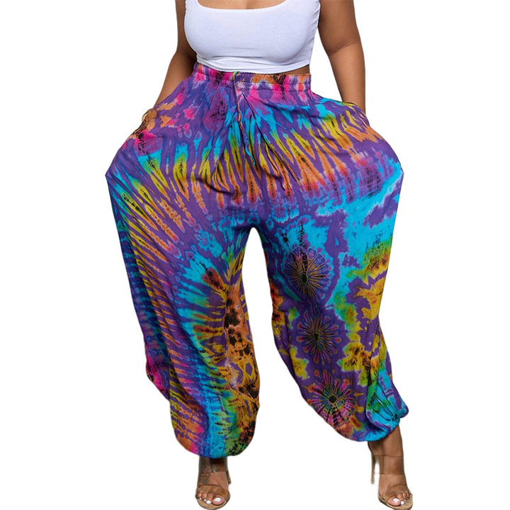 Dame Bred Batik-Haremshose med elastisk Bund Stilla