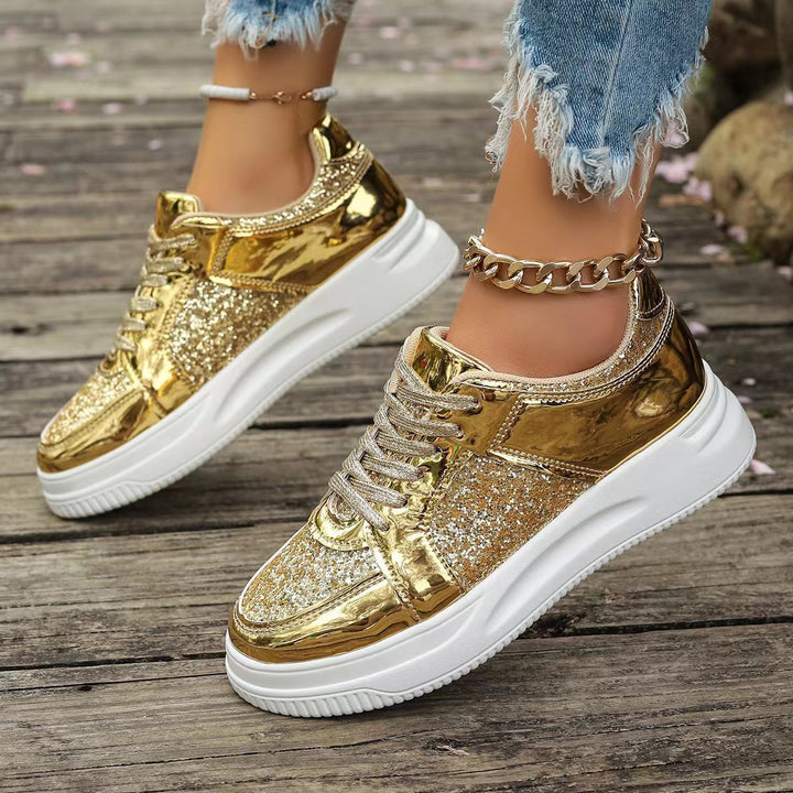 Dame sneakers med skinnende accenter og trendy glimmer Stilla