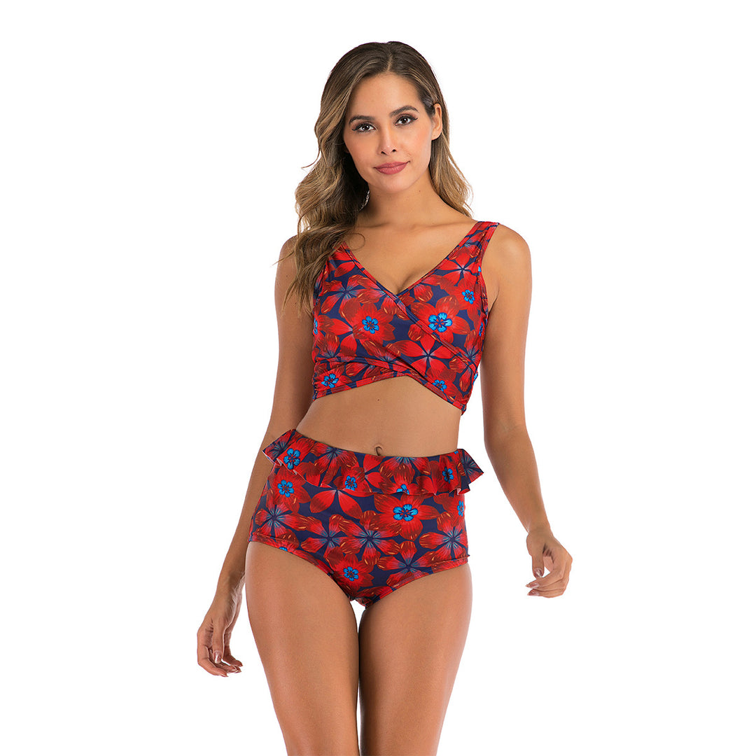 Dame Høj talje Floral Crop Top Bikini Sæt Stilla