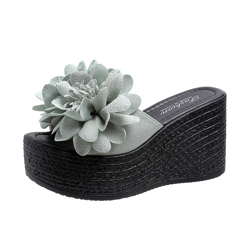 Dame Wedge-Pantoletten med blomsterdekoration og skridsikker sål Stilla
