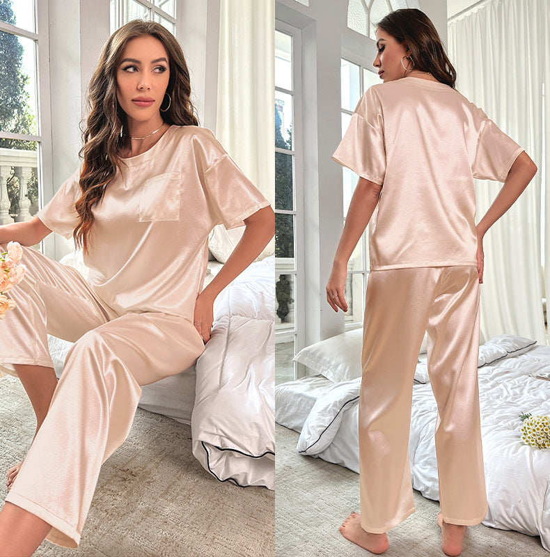 Dame Satin Pyjama-sæt med afslappet pasform og komfortable detaljer Stilla