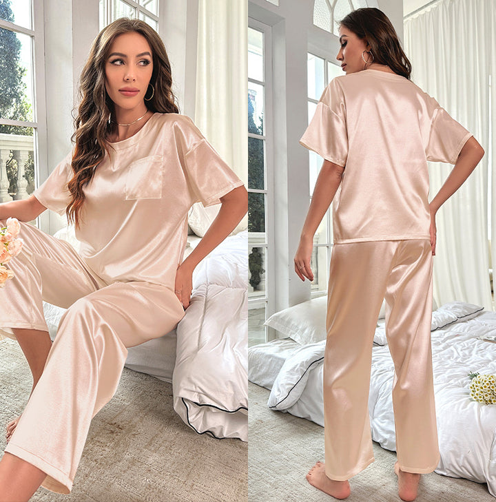 Dame Satin Pyjama-sæt med afslappet pasform og komfortable detaljer Stilla