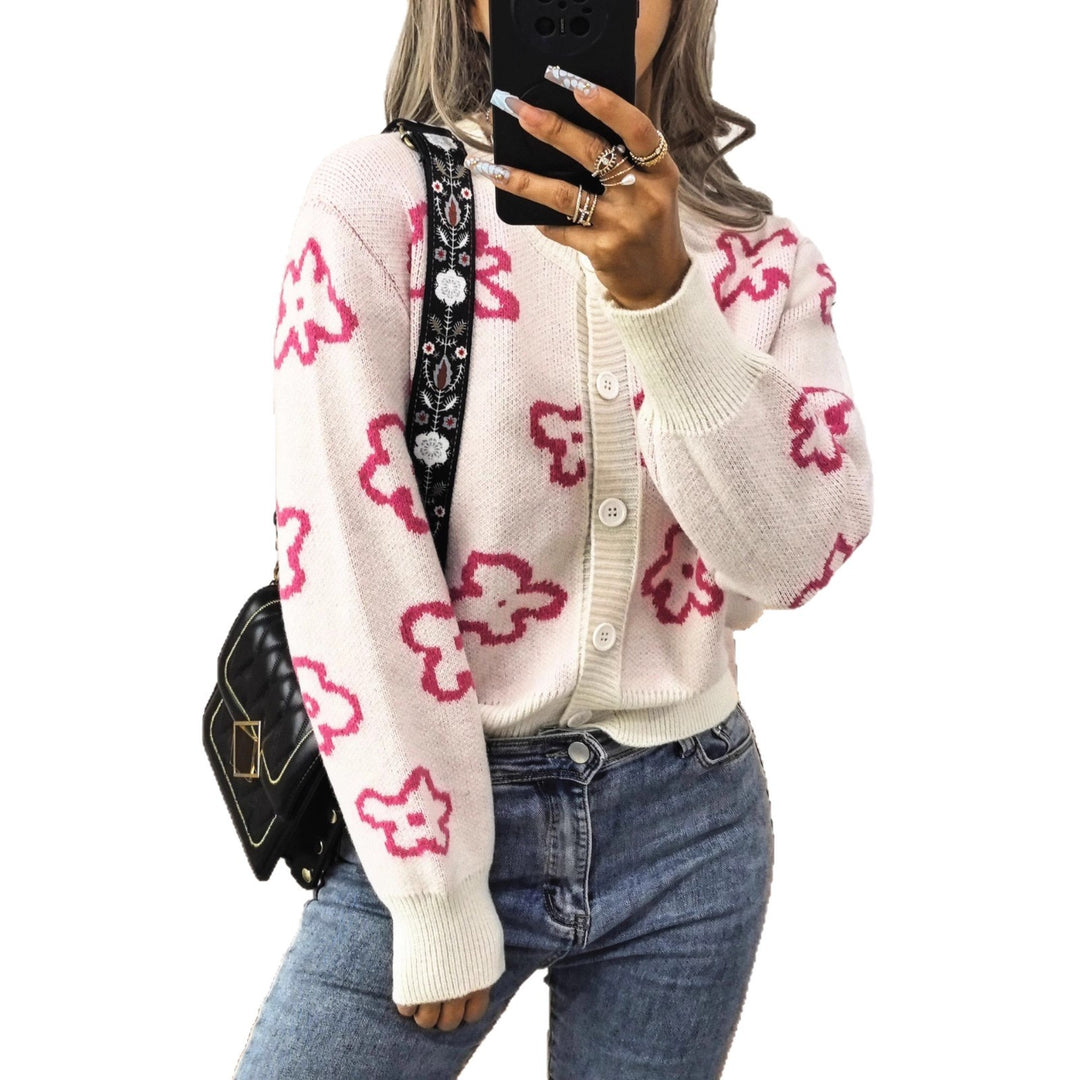Damer komfortabel cardigan med blomsterdesign Stilla