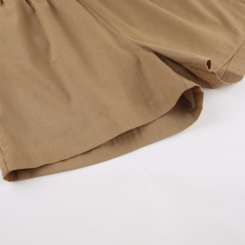 Dame sæt bestående af afslappet kortærmet skjorte og shorts med elastisk talje Stilla