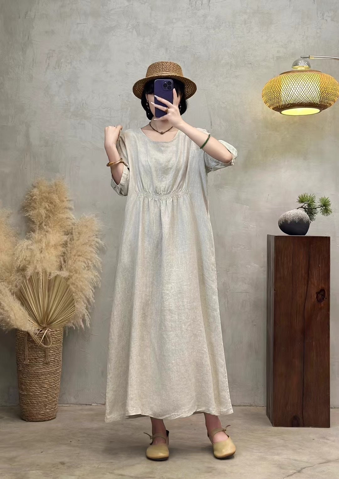 Dame Elegant Maxi-Kjole med Empire-talje Stilla