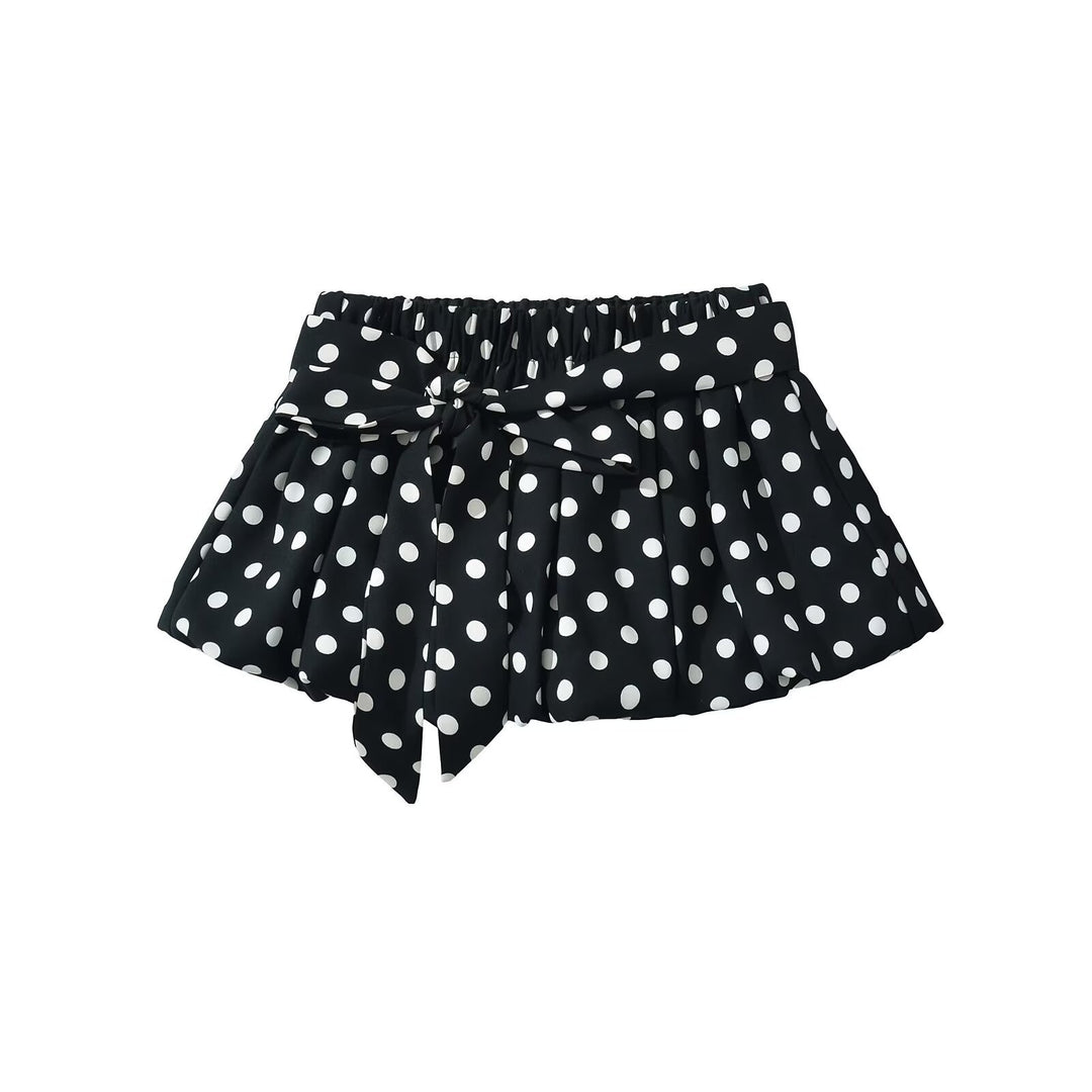 Femme Polka Dot Mini nederdel med sløjfedetalje Stilla