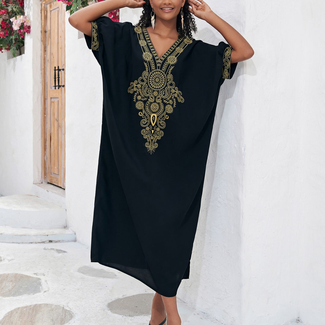 Dame Kaftan med elegant broderi og vid pasform Stilla