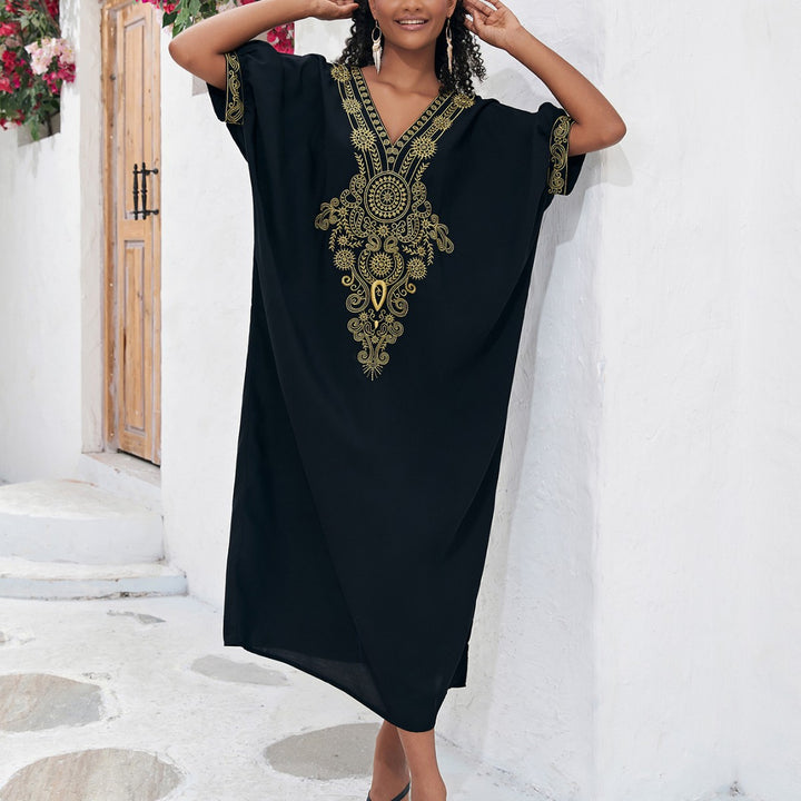 Dame Kaftan med elegant broderi og vid pasform Stilla