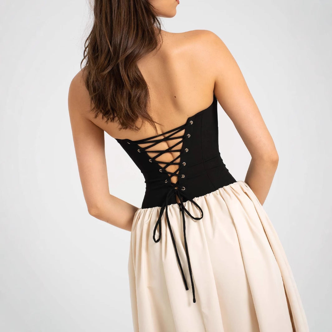 Dame Elegant Maxikjole med hjerteformet udsnit og glat skirt Stilla