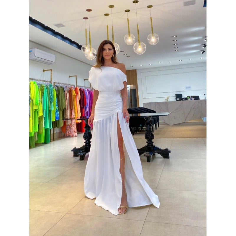 Dame Elegante Brudekjole med sidelids og Offshoulder-design Stilla
