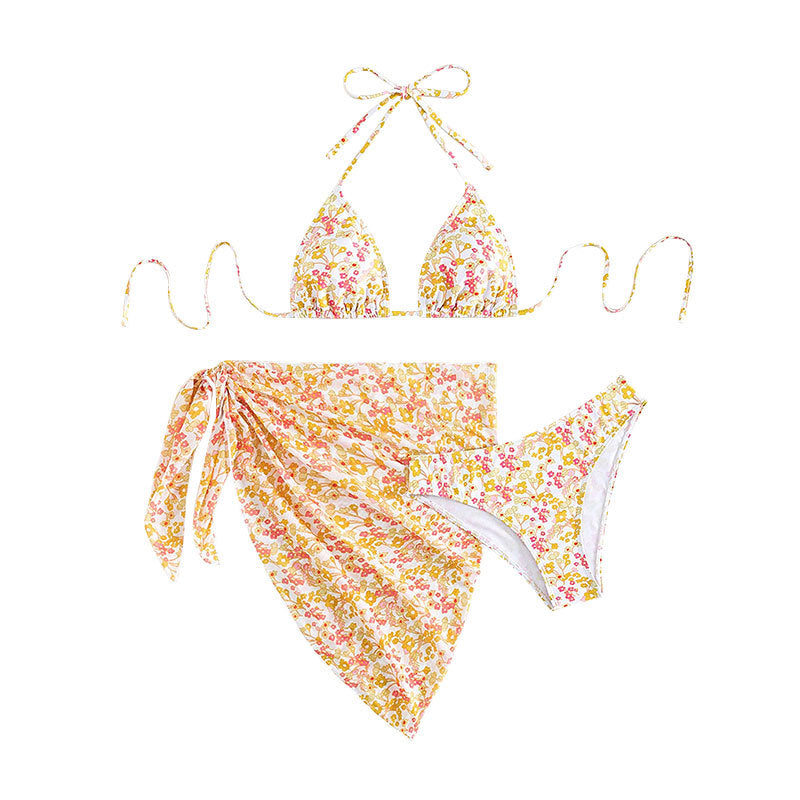 Dame Triangel-Bikini-sæt med blomsterwrap Skovae