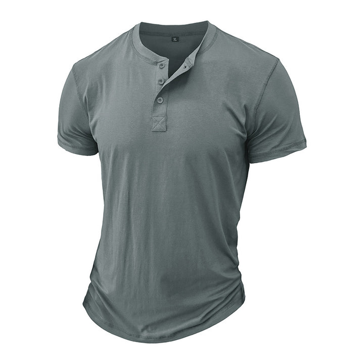 Herrer Henley-T-shirt med knaplukning og moderne pasform Stilla