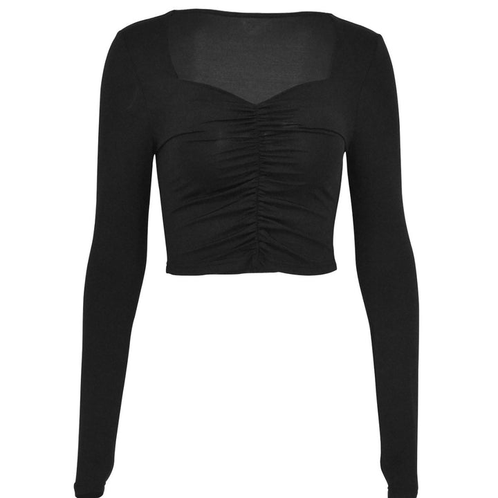 Dame Crop-Top med raffinerede rynkeeffekter Skovae