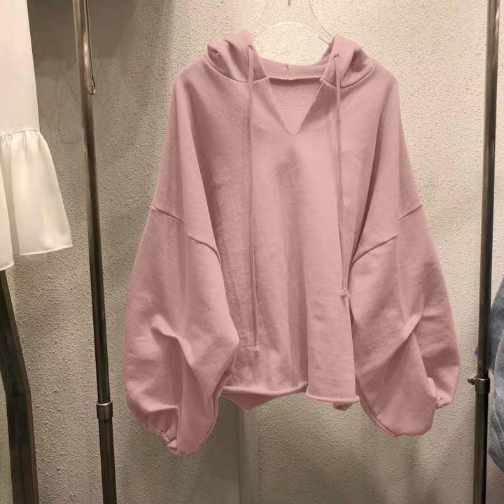 Dame Oversized V-Hals Hoodie Sweatshirt Stilla