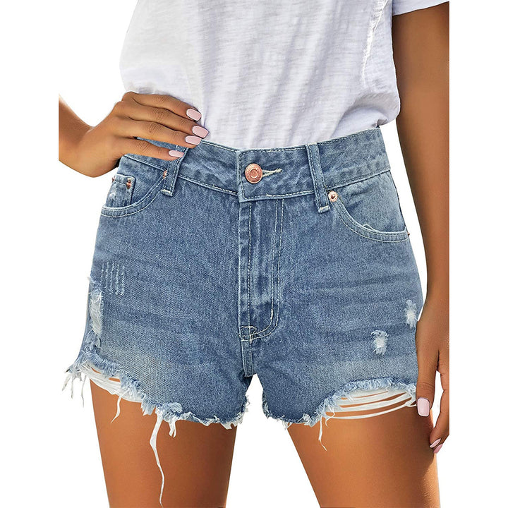 Dame High-Waist Destroyed Denim Shorts Stilla