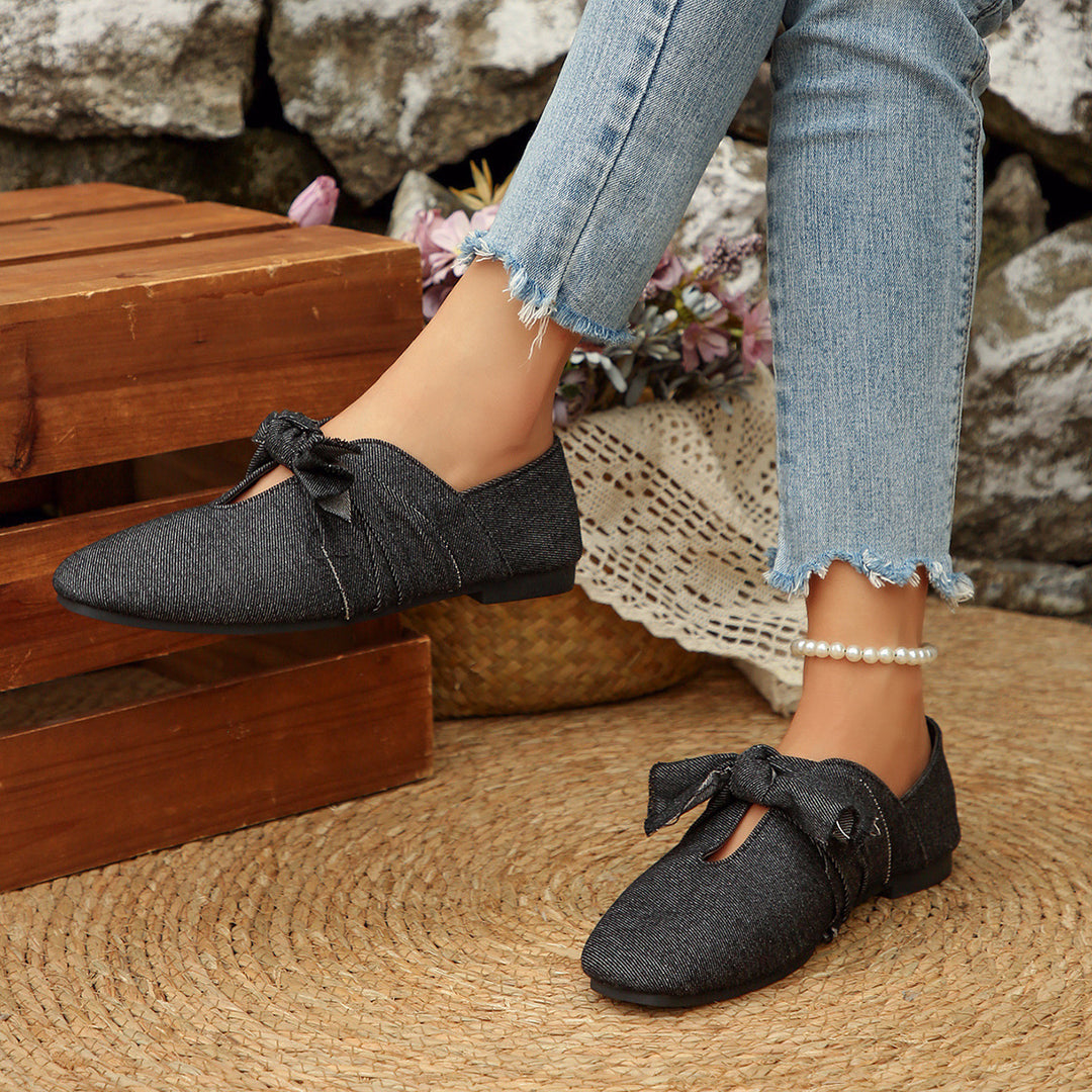 Dame Denim Ballerinas med Sløjfedetalje Stilla