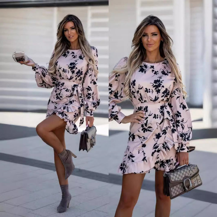 Femme Floral Rynket Værdress Stilla