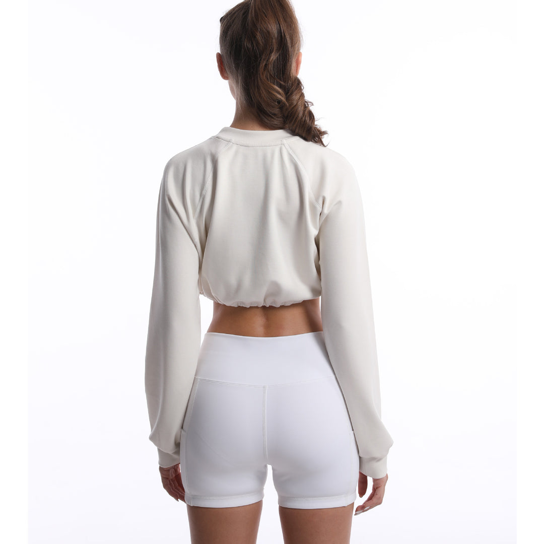 Dame sportslig crop-pullover med justerbar søm og lange ærmer Stilla
