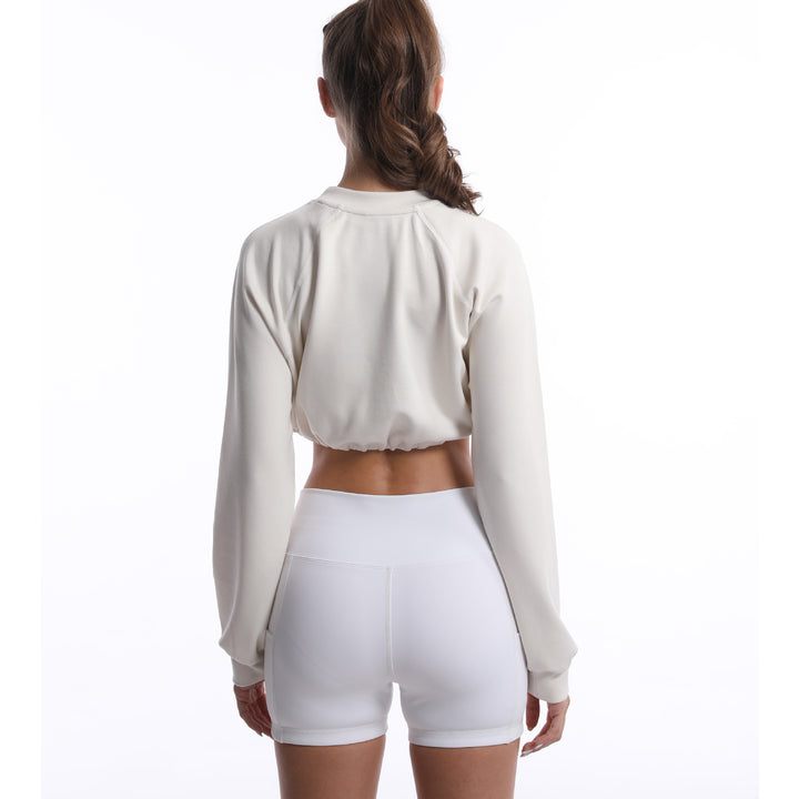 Dame sportslig crop-pullover med justerbar søm og lange ærmer Stilla