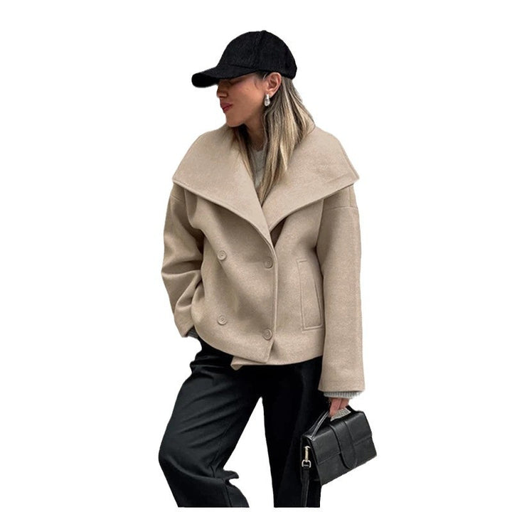 Dame Oversized Uld Blazerjakke med smukt revers og dobbelt knaplukning Stilla
