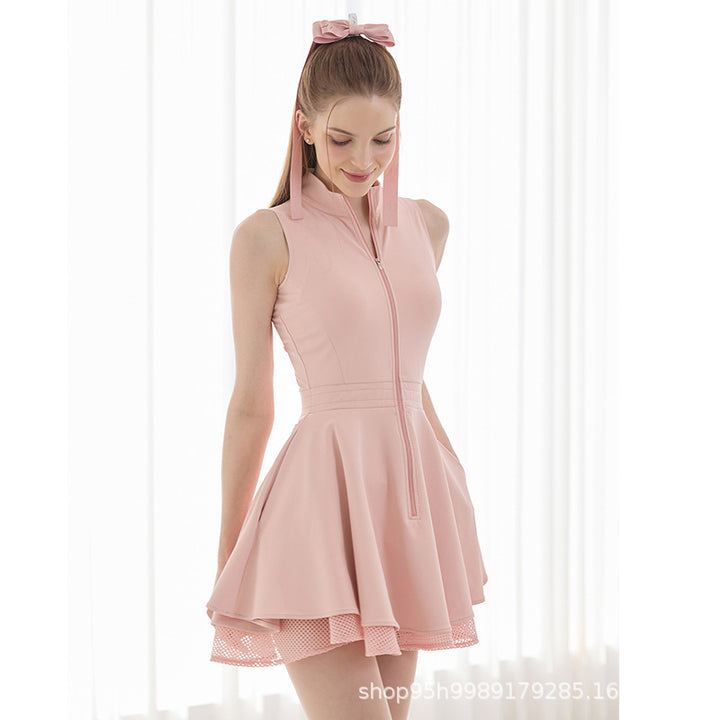 Dame sporty-elegant Mini-Relax-kjole med lynlås og laglook Stilla