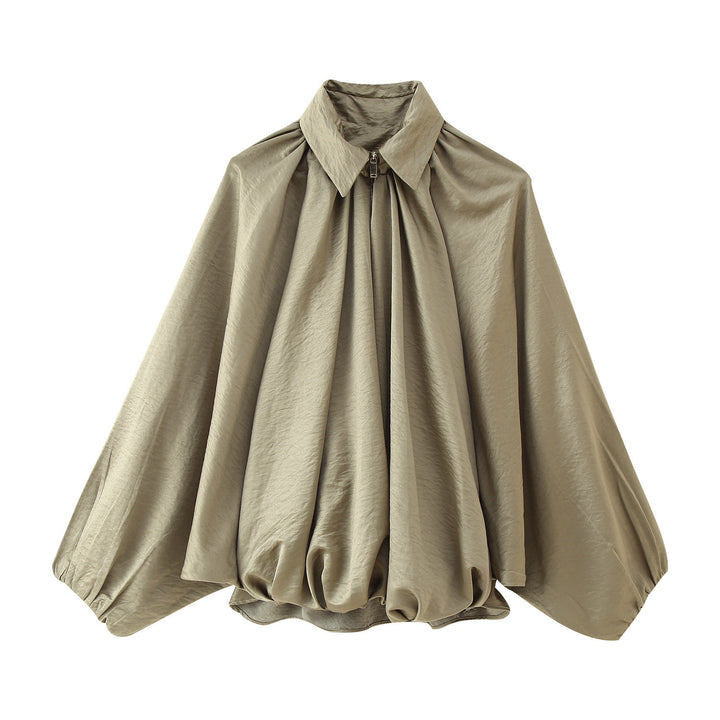 Femme Draped høj krave bluse Stilla