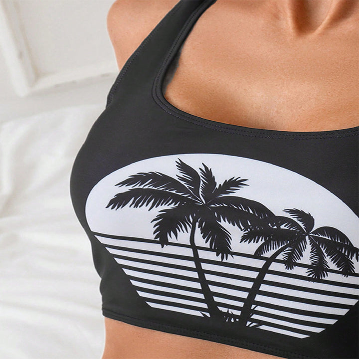 Dame bikini-sæt med trendy crop top og høj talje Stilla