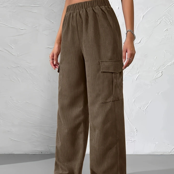 Dame Lækre Cord-Bukser med dyb talje og praktiske sidelommer Stilla