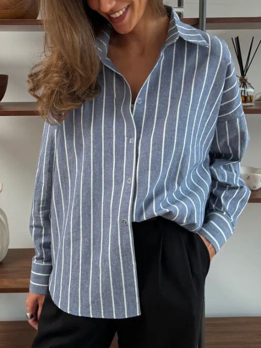 Damer casual stribet skjorte med oversized pasform Stilla