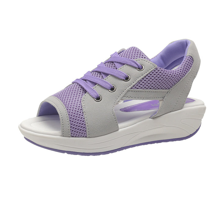 Dame Sporty Sandaler med åndbart netdesign og elastisk snøring Stilla