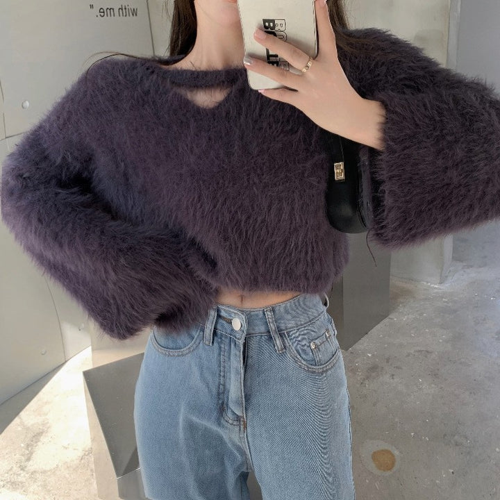 Femme Soft Fluffy Knit Pullover Sweater Stilla