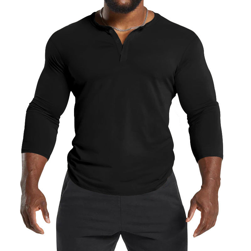 Herrer langærmet Henley-shirt lavet af åndbart materiale Stilla