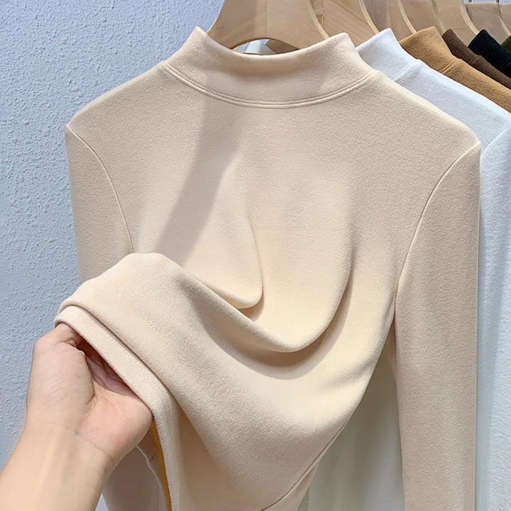 Dame Turtleneck-overdel i blødt strækmateriale med figursyet snit Stilla