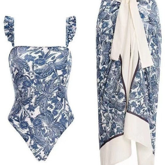 Femme Elegante To-delt Badetøjssæt med Flydende Wrap Nederdel Stilla