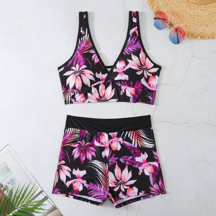 Dame bikini-sæt med sporty snit og livligt blomsterprint Stilla