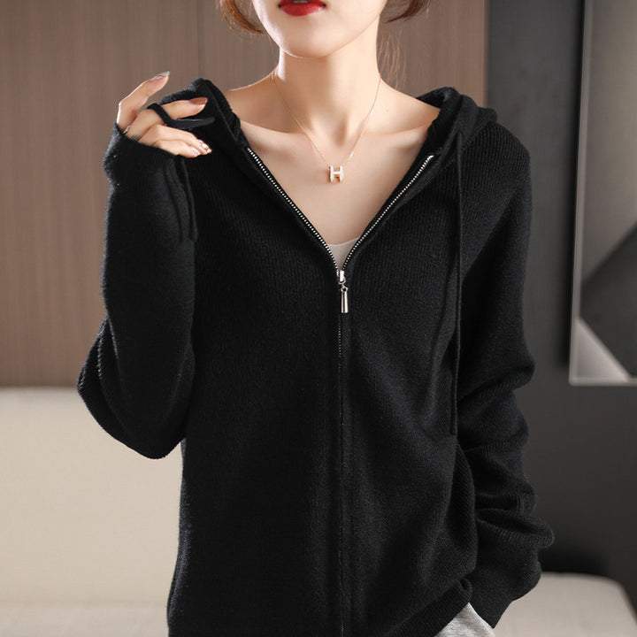 Femme Cozy Lynlås Strik Hoodie Stilla