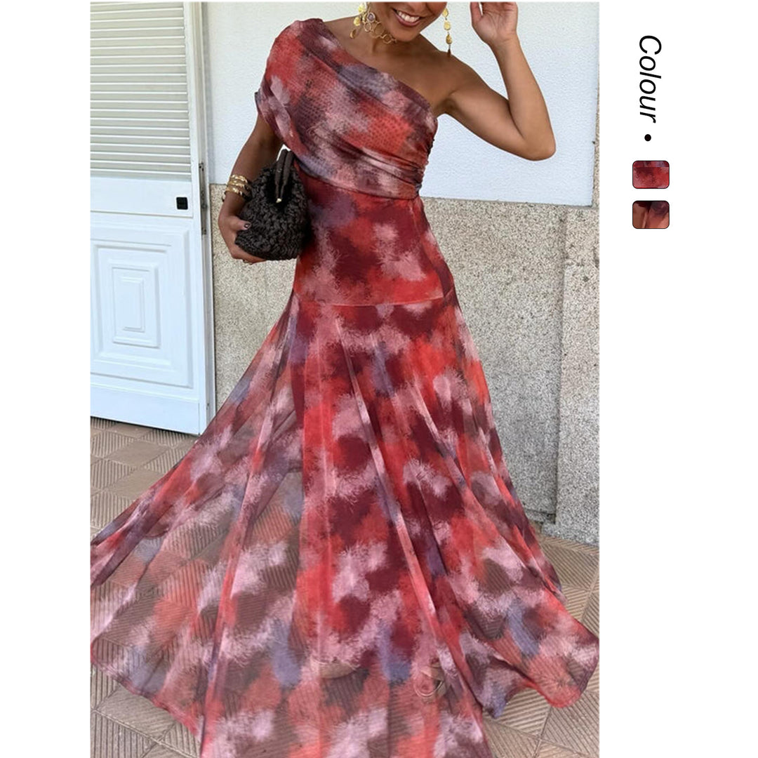 Women's wrap dress with a trendy color pattern and elastic waist insert Skovae