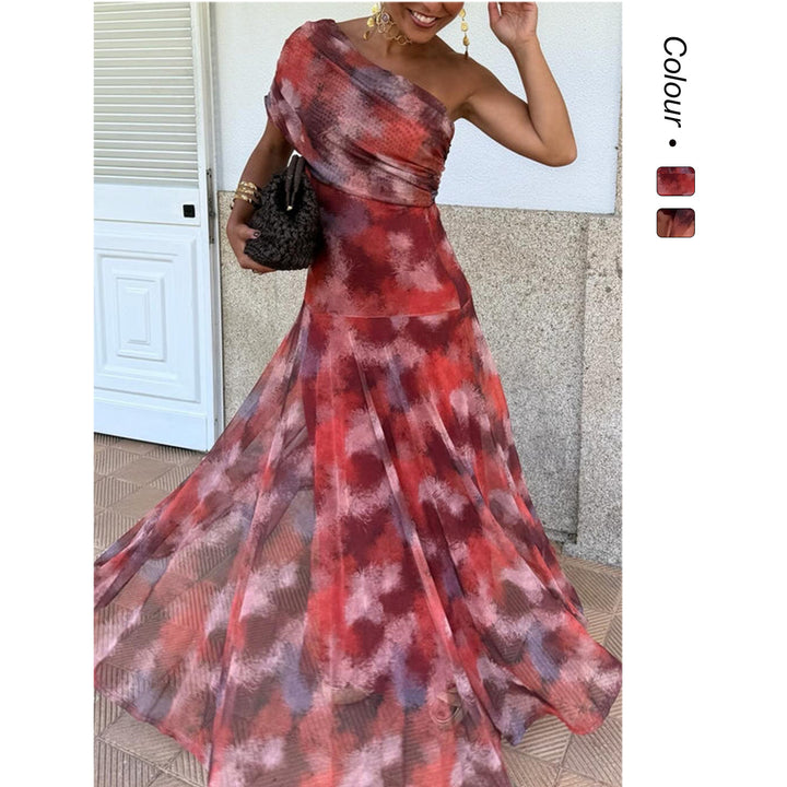 Women's wrap dress with a trendy color pattern and elastic waist insert Skovae
