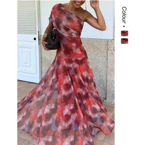 Women's wrap dress with a trendy color pattern and elastic waist insert Skovae