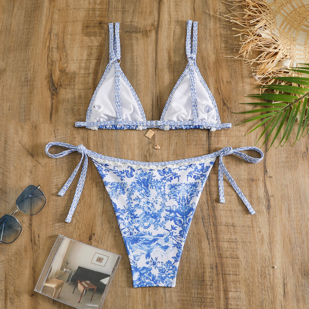 Dame blomstertryk trekant bikini sæt Stilla 1750838939