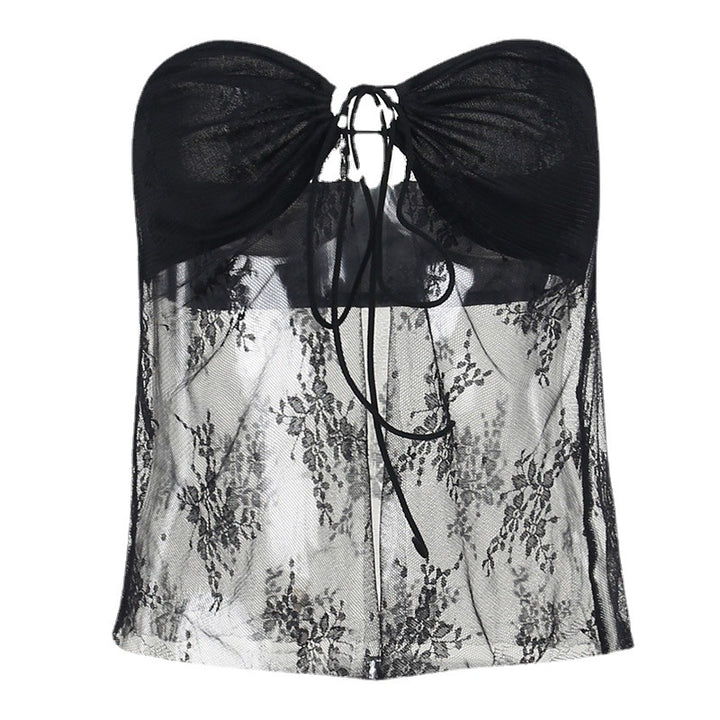 Dame Gennemsigtig Floral Broderet Bluse Stilla