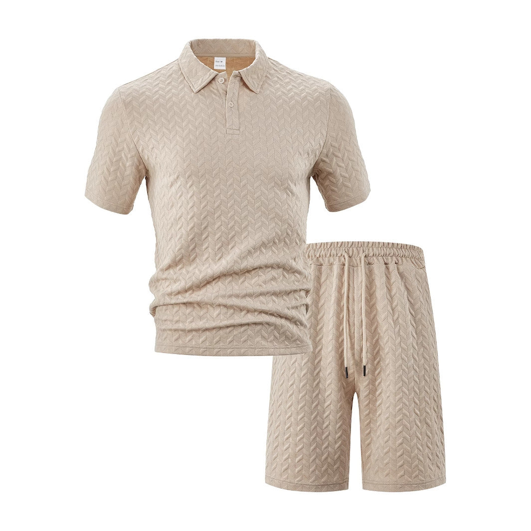 Herre Polo-Shorts-Sæt lavet af åndbart strukturmateriale med moderne design Stilla